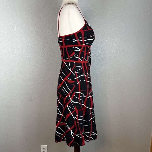 Vintage 90s y2k Betsey Johnson A-Line Dress Size 8 Black Red White Abstract Silk - Picture 5 of 8